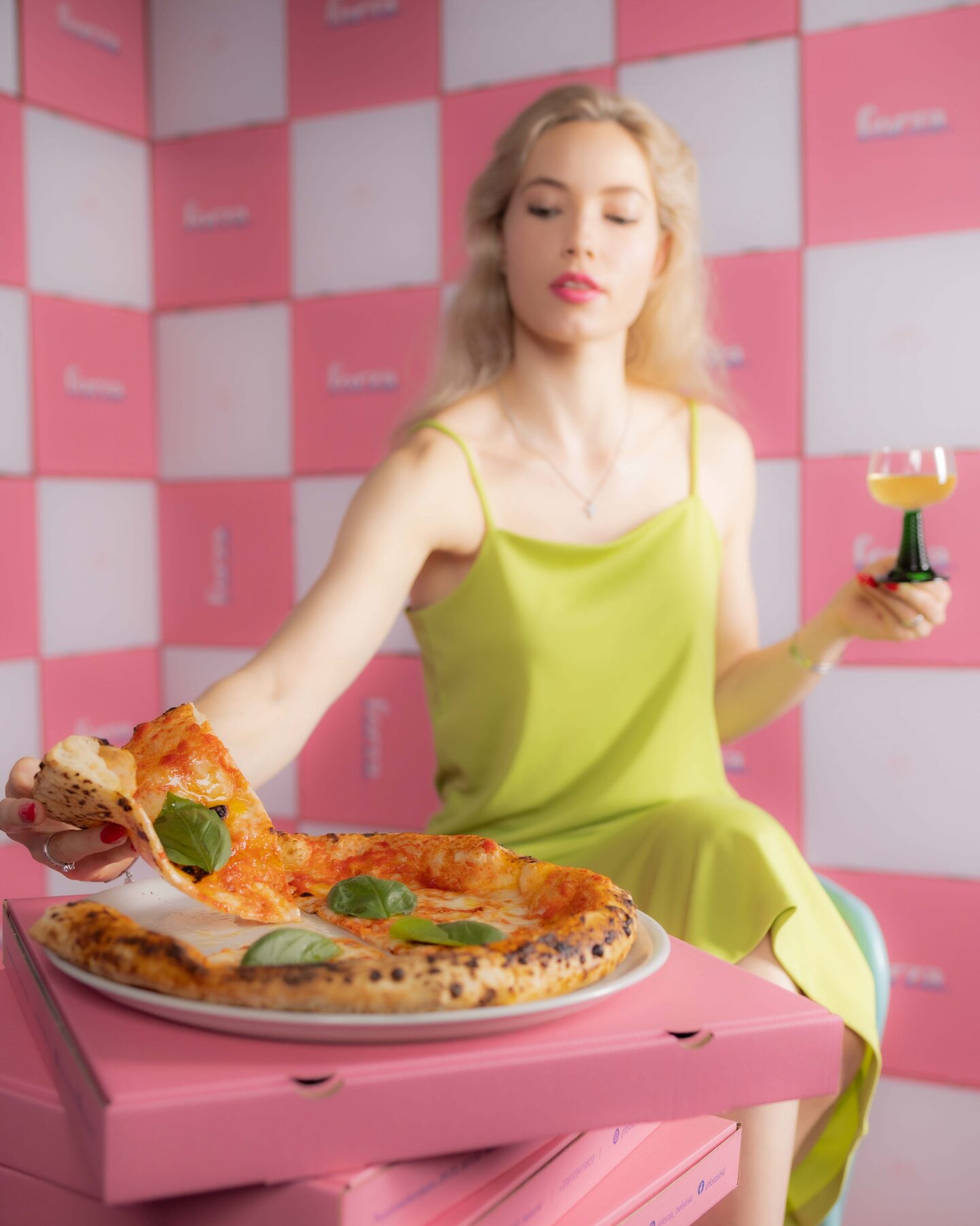 Forza pizzeria — interior and craft on the marble counter, Punavuori, Helsinki.